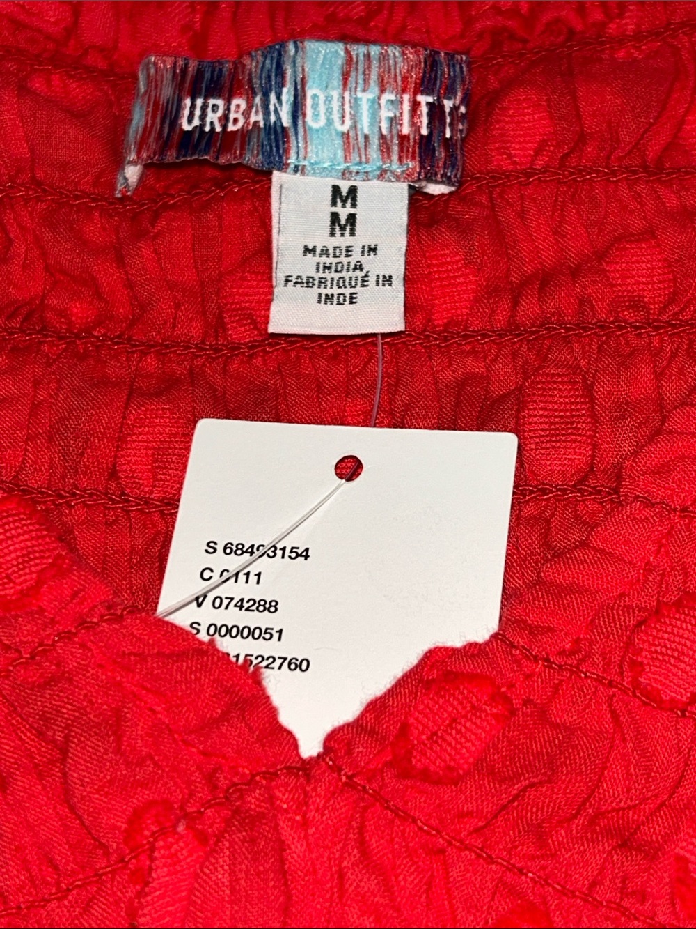 Urban Outfitters Red Ruffled Smocked V-Neck Crop Tank Size Medium - Picture 7 of 10